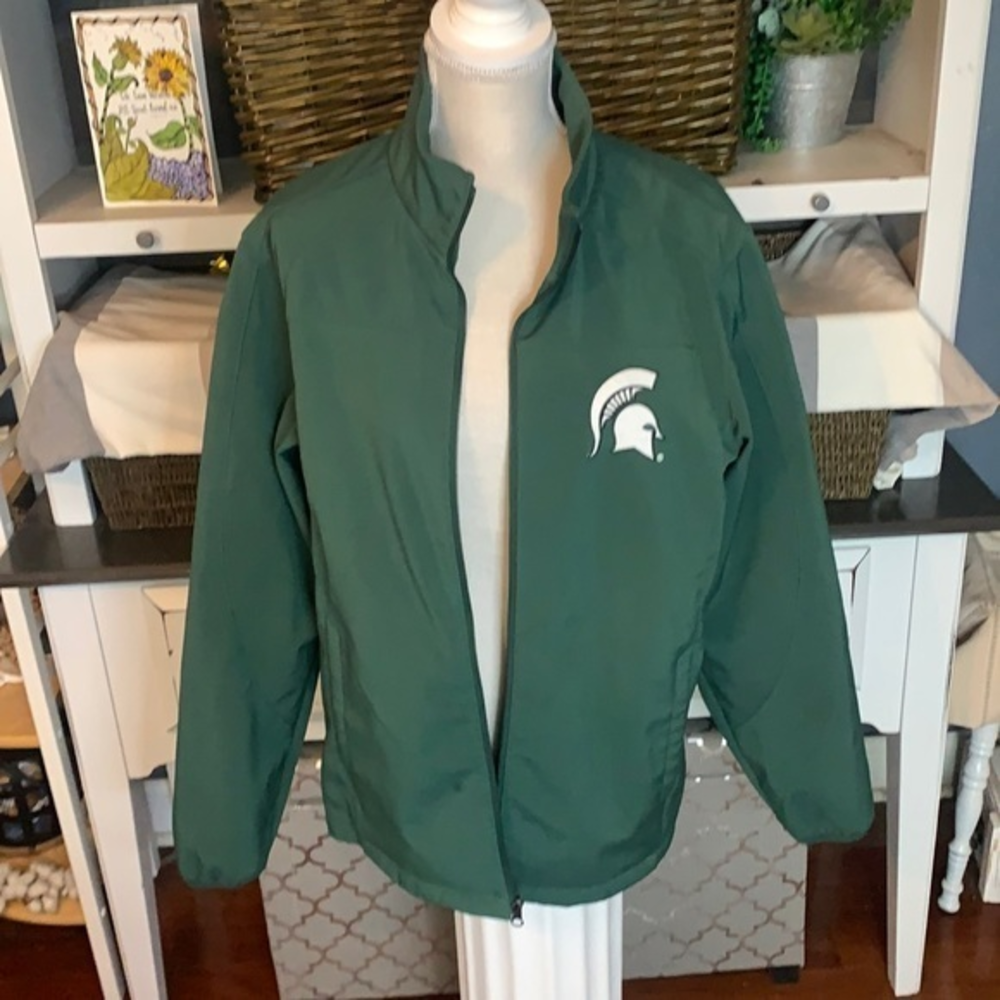 Collegiate Licensed Product Green/White Mount Olive Trojan Fill Zip Jacket Small